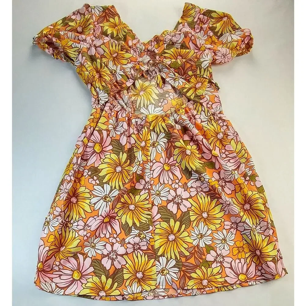 Lily Rose Keyhole Yellow Floral Back Keyhole Sundress Women’s Size Small NWT - Picture 2 of 8